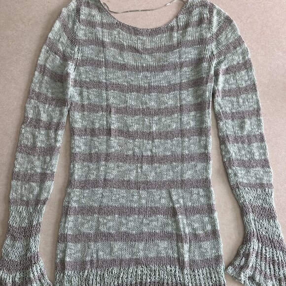 Free People Striped Kiwi Bell Cuff Sweater ALT ASO Alex Russo - Picture 3 of 6